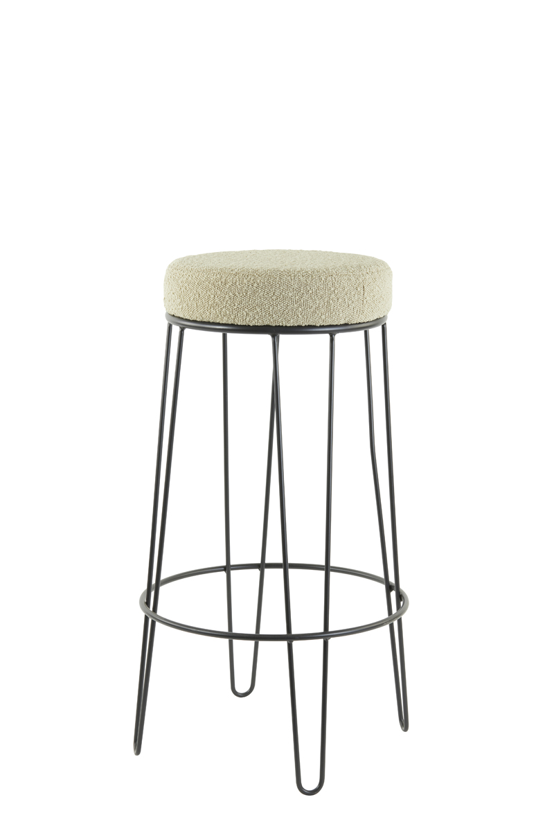 Bar stool Ø41x73 cm ALICE bouclé light caramel-black