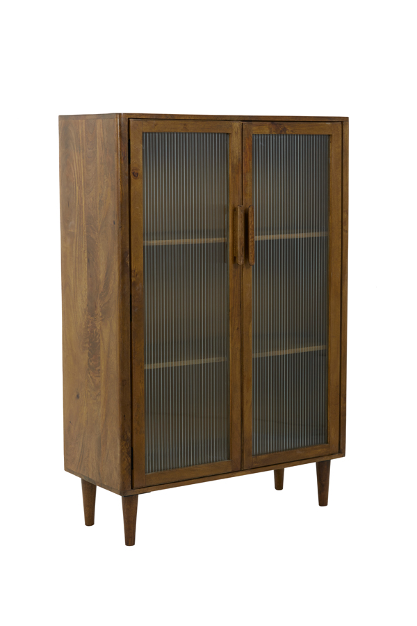 Cabinet 95x40x140 cm MOCU glass+wood oil brown