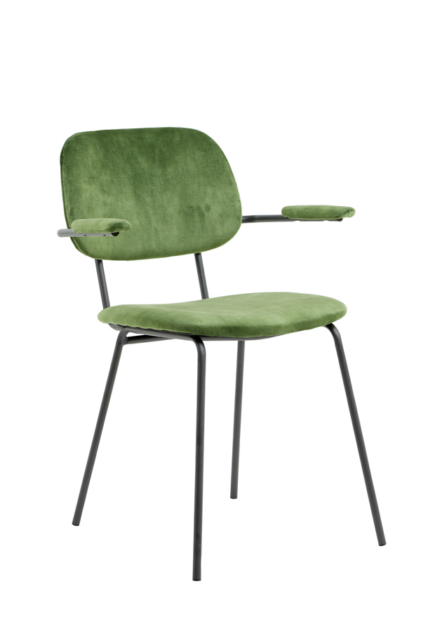 Dining chair 58x58x82 cm EMMA velvet olive green-dark grey