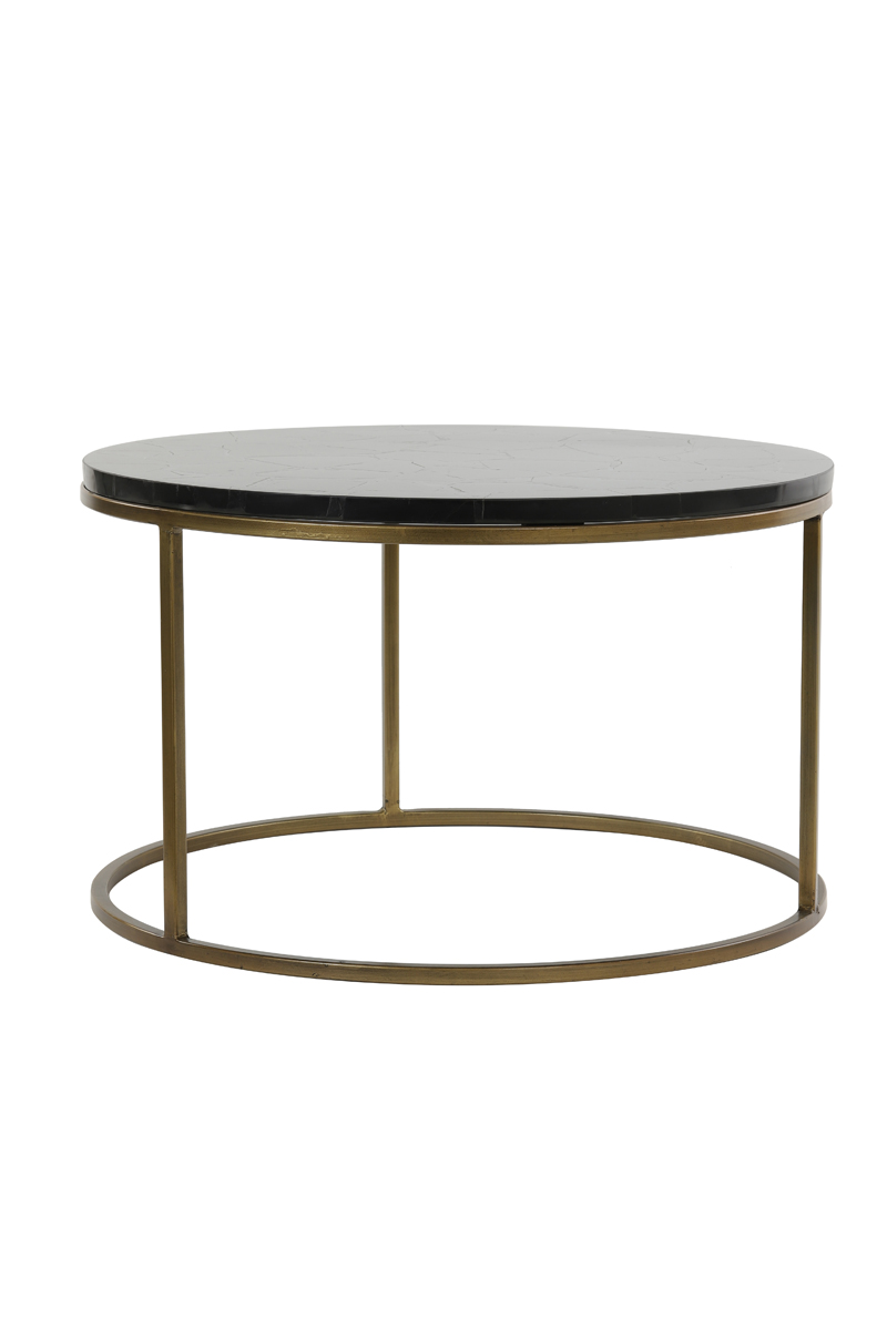 Coffee table Ø75x44 cm SOBRINA black agate+antique bronze