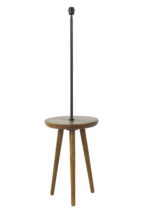 Side table+floor lamp Ø40x135 cm TOLFA wood oil brown