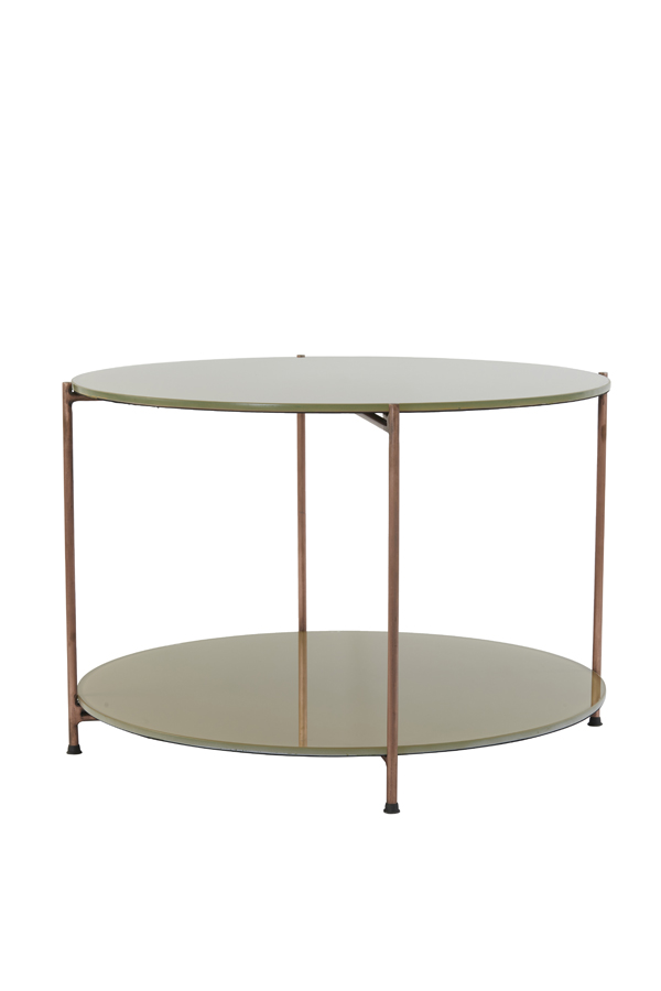 Coffee table Ø65x45 cm BELITA glass caramel+ant copper