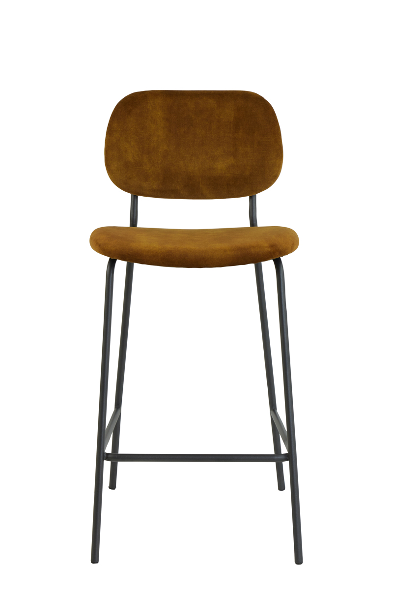 Bar chair 55x45x92 cm EMMA velvet ocher yellow-dark grey