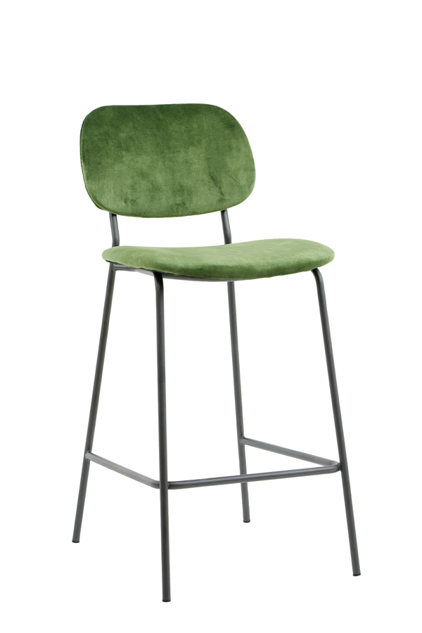 Bar chair 55x45x92 cm EMMA velvet olive green-dark grey
