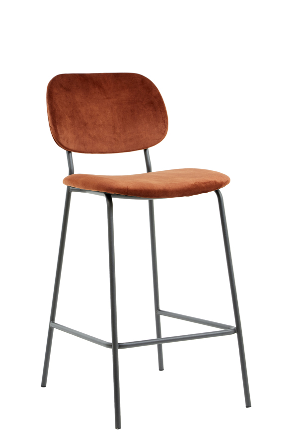 Bar chair 55x45x92 cm EMMA velvet terra-dark grey