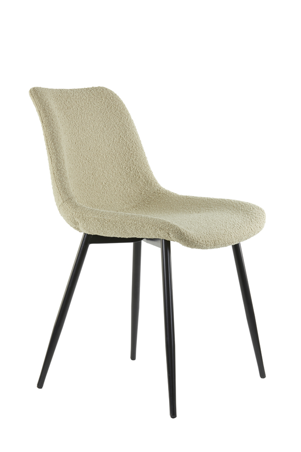 Dining chair 58,5x47,5x82,5 cm KATE bouclé light caraml-blck