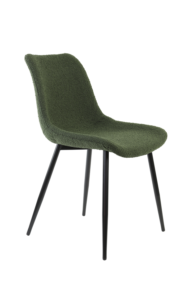 Dining chair 58,5x47,5x82,5 cm KATE bouclé dark green-black