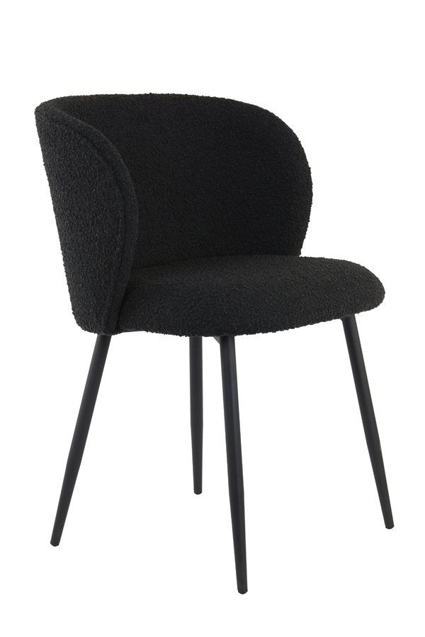 Dining chair 56x55x79 cm ELYNA bouclé black-matt black