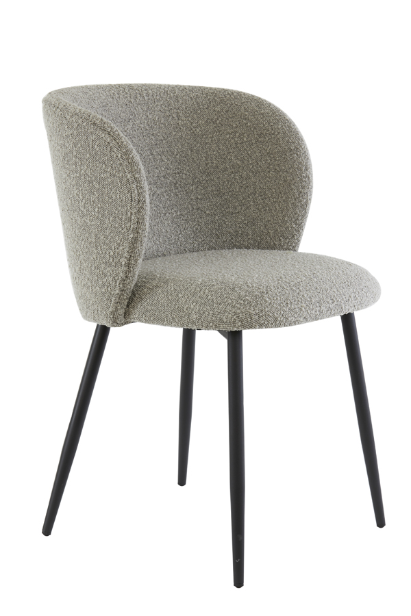 Dining chair 56x55x79 cm ELYNA bouclé grey brown-matt black