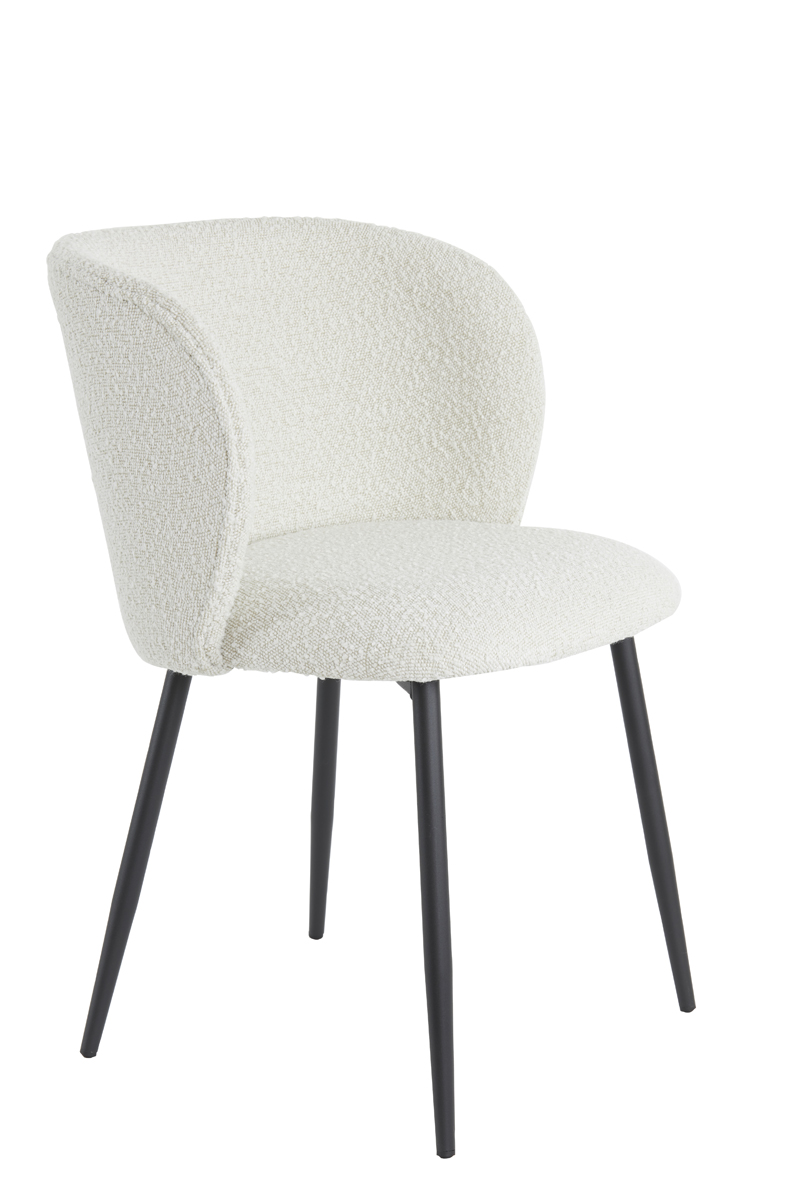 Dining chair 56x55x79 cm ELYNA bouclé light beige-matt black