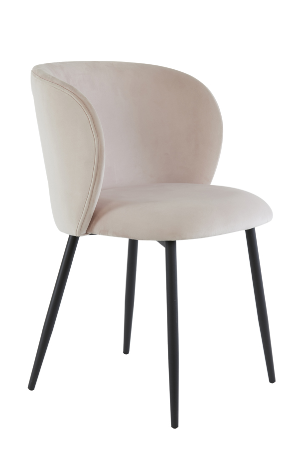 Dining chair 56x55x79 cm ELYNA velvet light pink-matt black