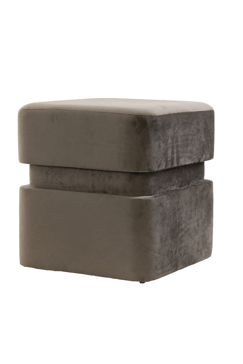 Stool 40x40x42,5 cm PIAZZA velvet dark grey-brown