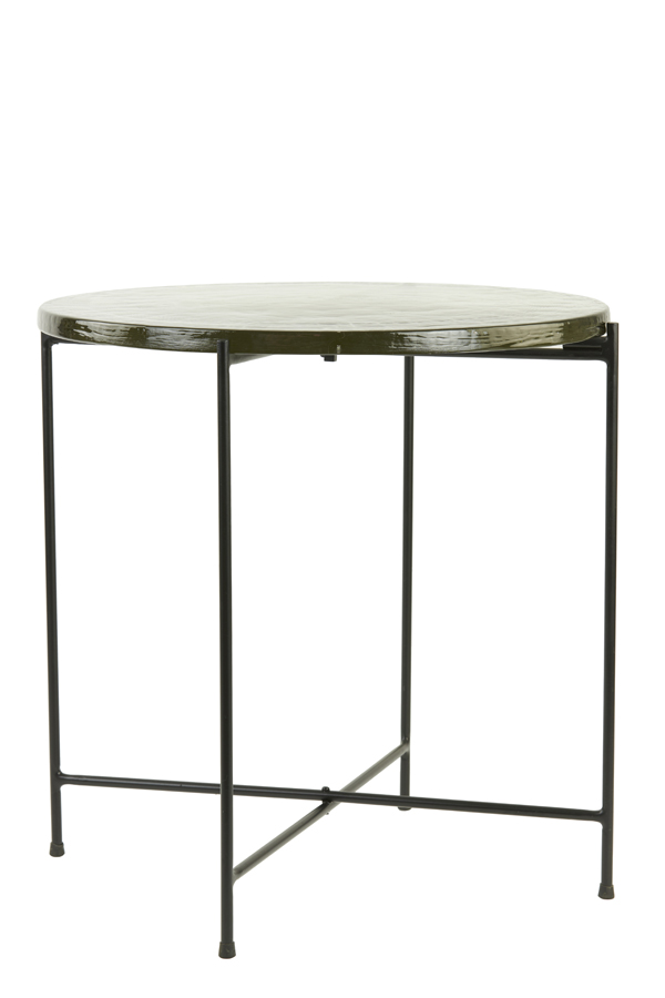 Side table Ø49x50 cm BRAVO clear glass+matt black