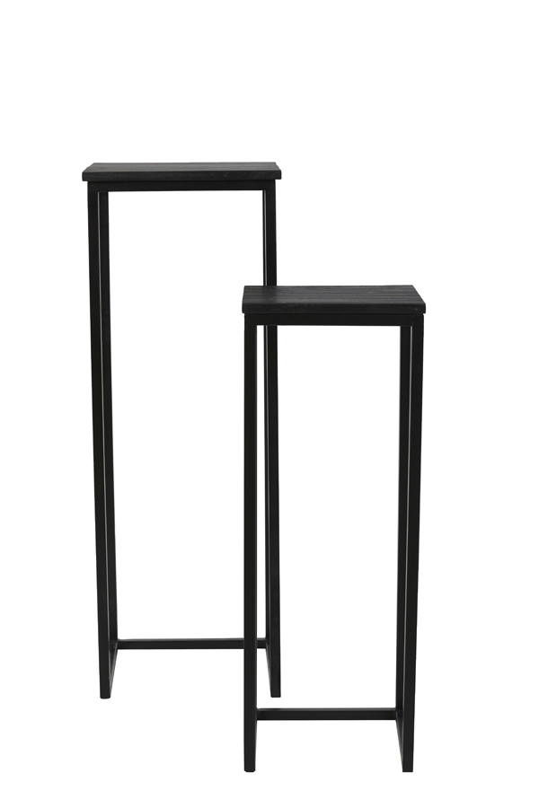 Pillar S/2 30x30x83+36x36x103 cm BRYSON wood matt black