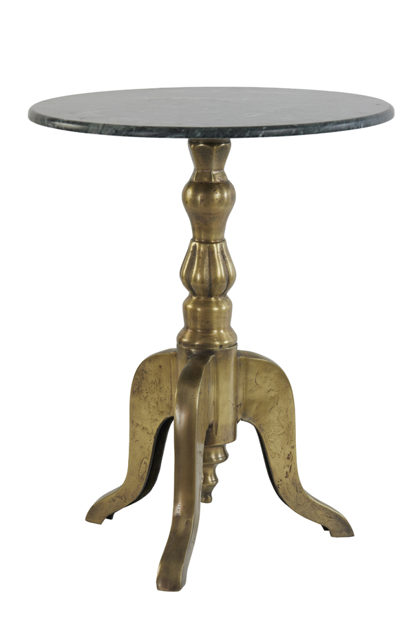 Side table Ø50x60 cm KURT green marble-antique bronze