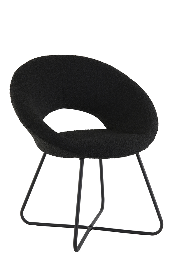 Chair 72x64x82 cm ANTONY bouclé black-black