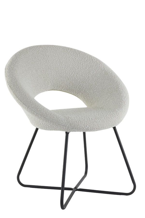 Chair 72x64x82 cm ANTONY bouclé cream-black