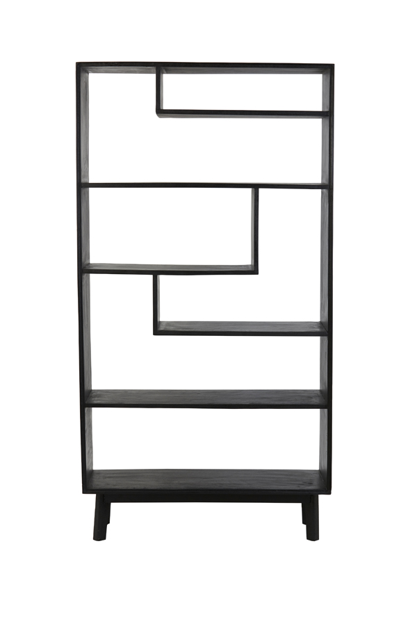 Cabinet open 100x35x192 cm JAMBURI wood matt black