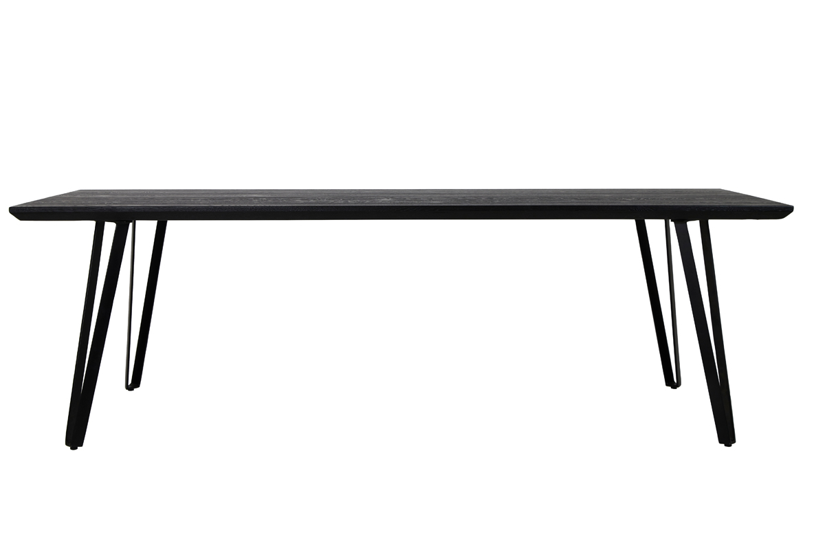 Dining table 220x100x76 cm MYLAU oak wood matt black-black