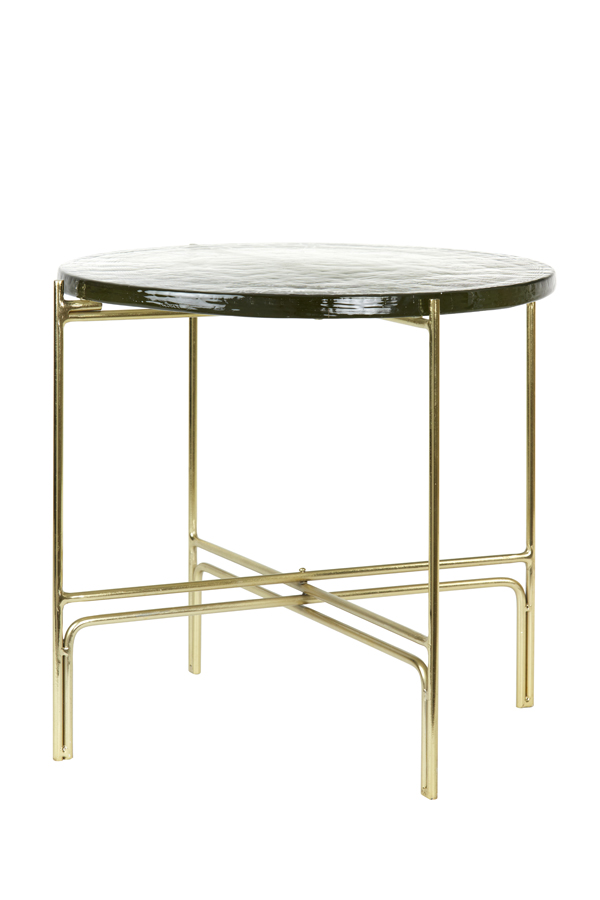 Side table Ø50x45 cm CANVO glass clear+gold