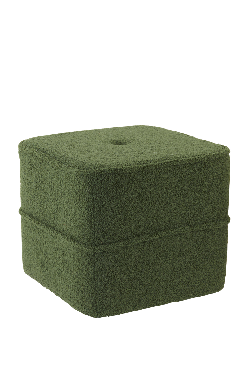 Stool 40x40x35 cm KIKI teddy dark olive green