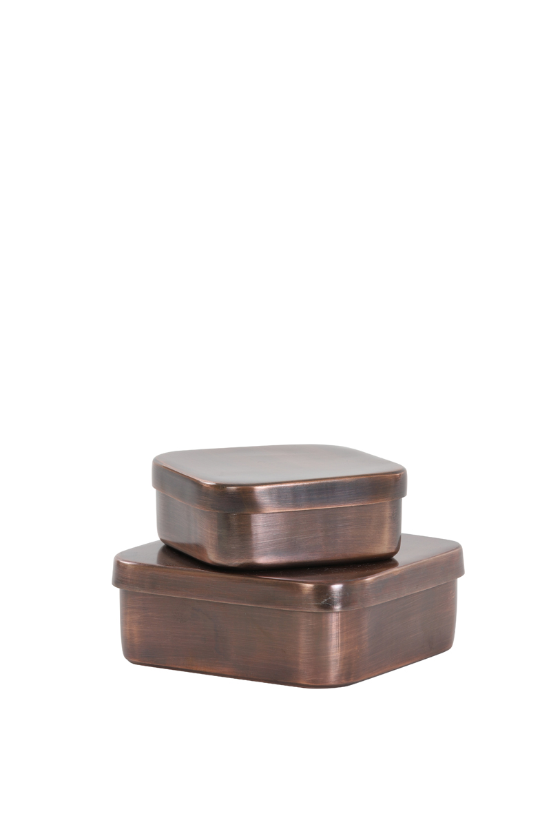 Deco box S/2 10x10x4+13,5x13,5x5 cm SAMUEL copper