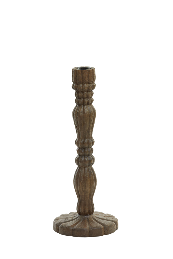 Candle holder Ø15x38 cm JERALDO wood matt dark brown