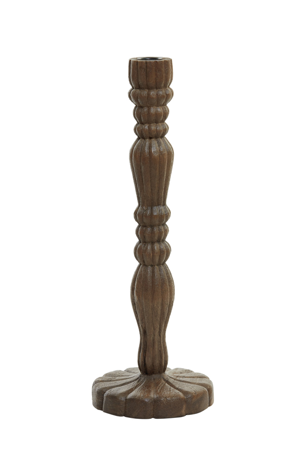 Candle holder Ø16x45 cm JERALDO wood matt dark brown