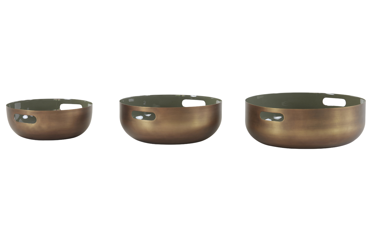 Dish S/3 max Ø35x12 cm GLYNOR bronze+green