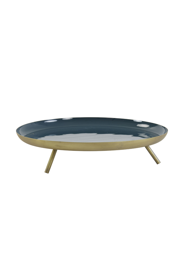Dish on base Ø35x8 cm DINLO shiny petrol+antique bronze