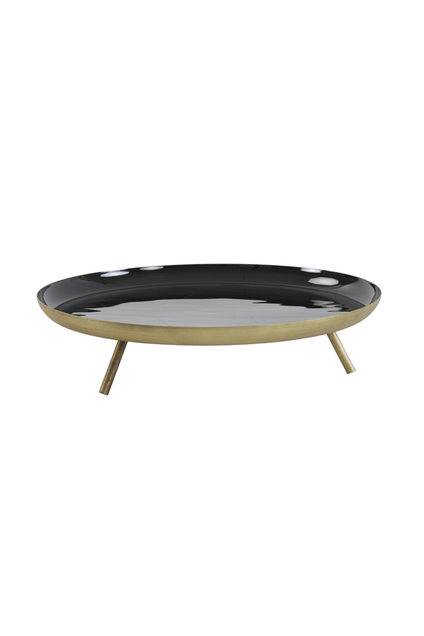 Dish on base Ø35x8 cm DINLO shiny black+antique bronze