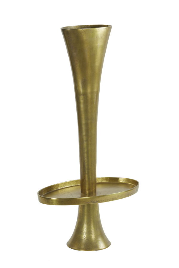 Stand+vase oval 42x26x86 cm ZEMBI antique bronze