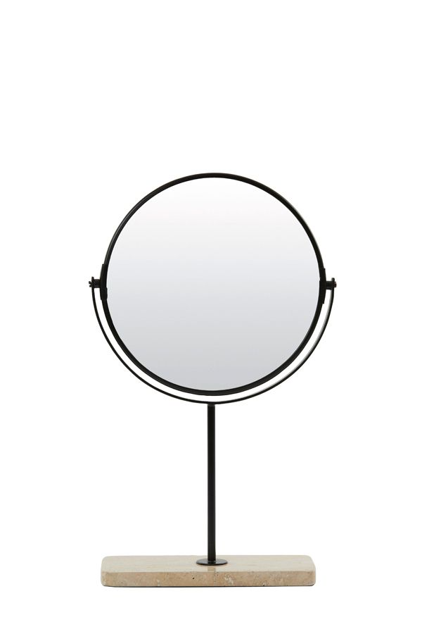 Mirror on base 24x9x40 cm RIESCO travertine white-black