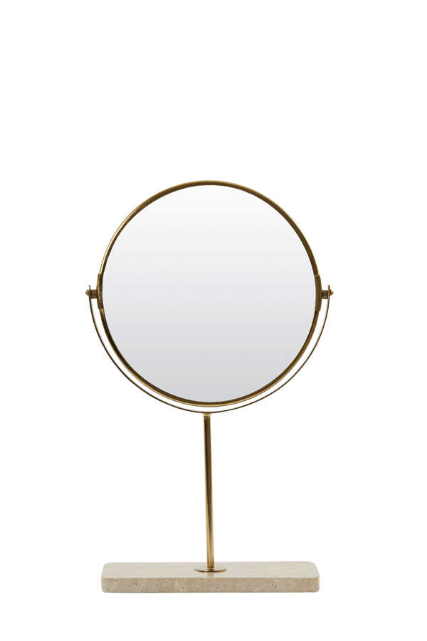 Mirror on base 24x9x40 cm RIESCO travertine white-gold