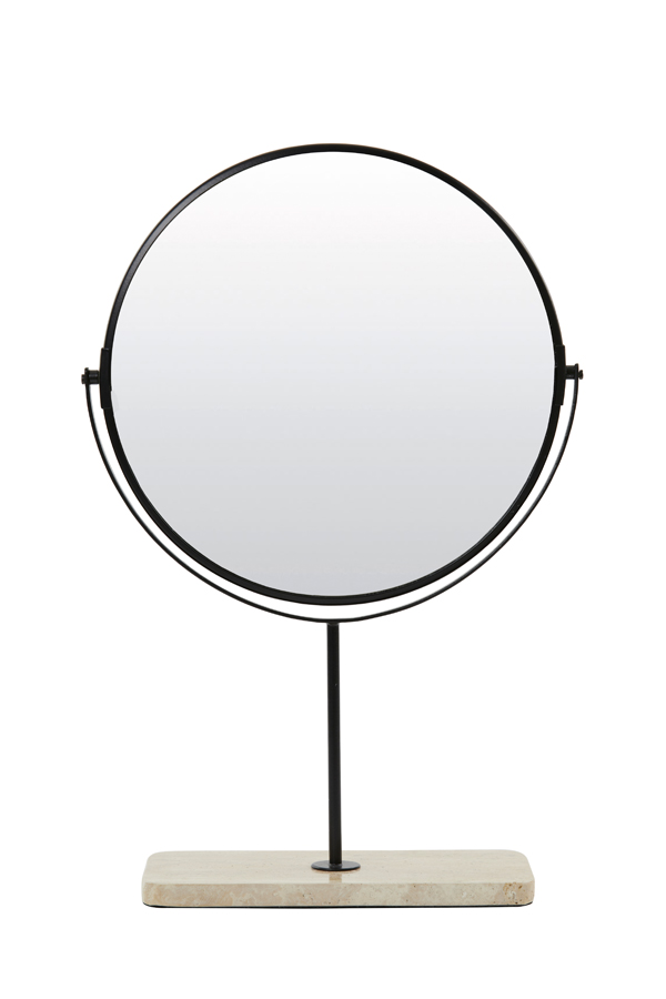 Mirror on base 32,5x12,5x49 cm RIESCO travertine white-black