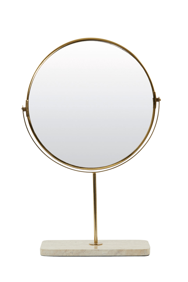 Mirror on base 32,5x12,5x49 cm RIESCO travertine white-gold
