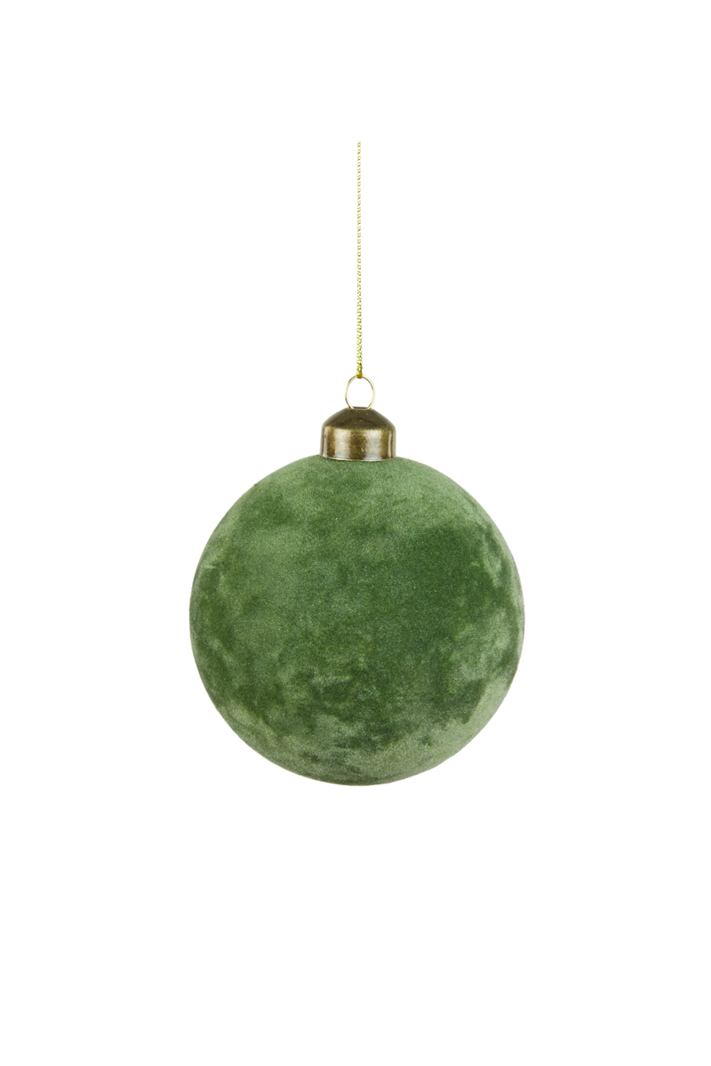 Christmas bauble Ø8x8 cm VELVET glass olive green