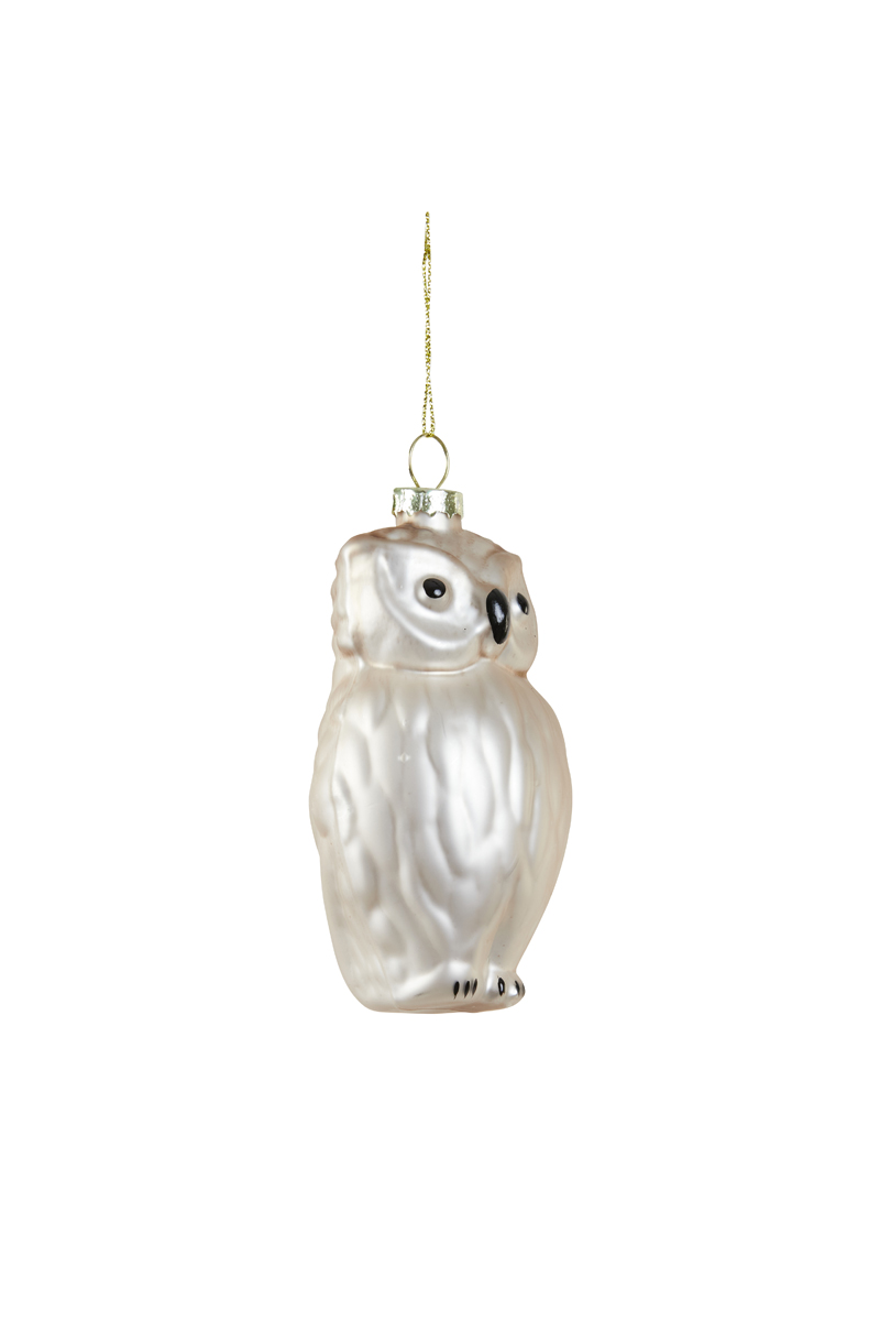 Ornament hanging Ø6,5x11 cm OWL glass light brown