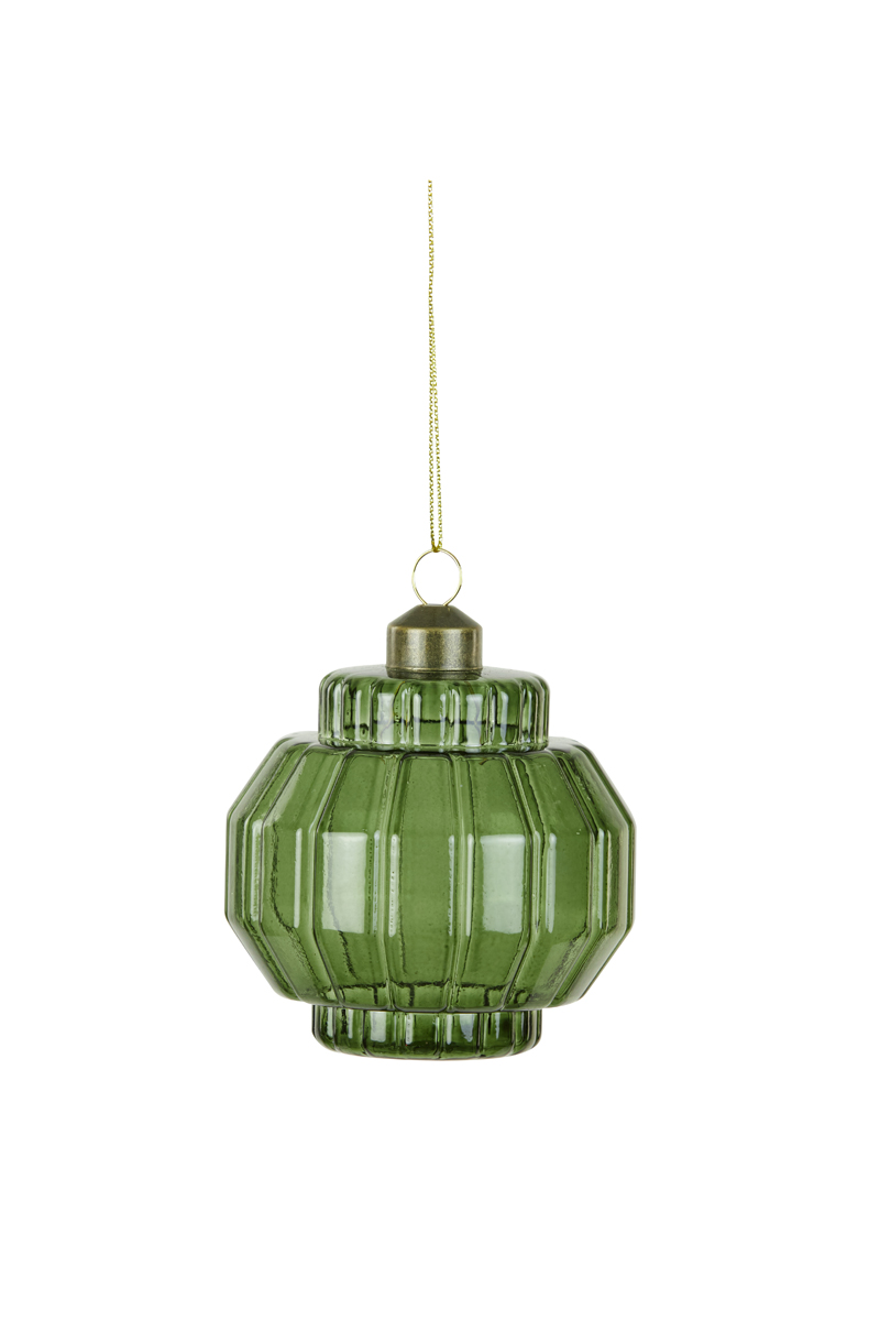 Christmas bauble 8x8x7,5 cm IBARRA glass olive green