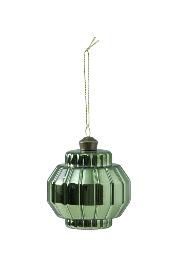 Christmas bauble 8x8x7,5 cm IBARRA glass shiny olive green