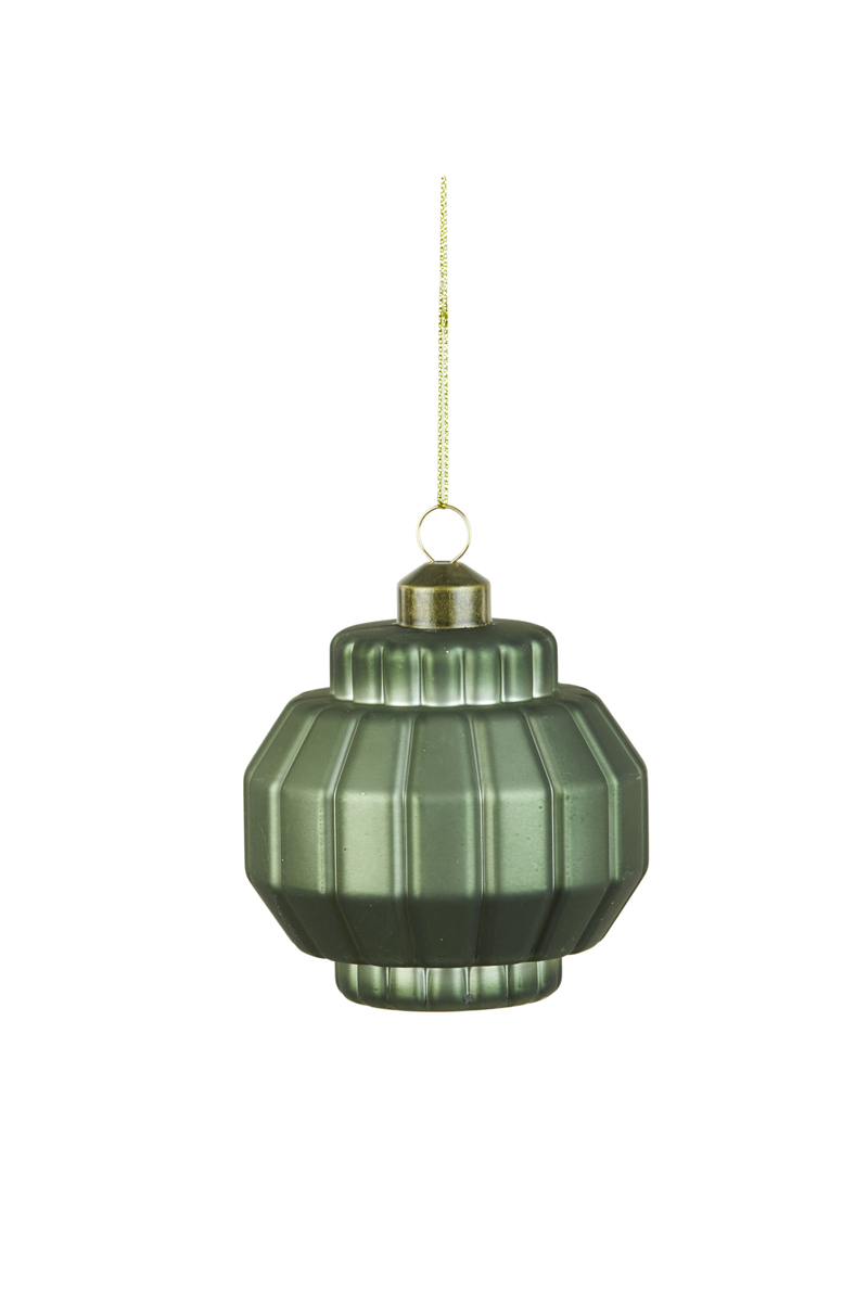 Christmas bauble 8x8x7,5 cm IBARRA glass matt olive green