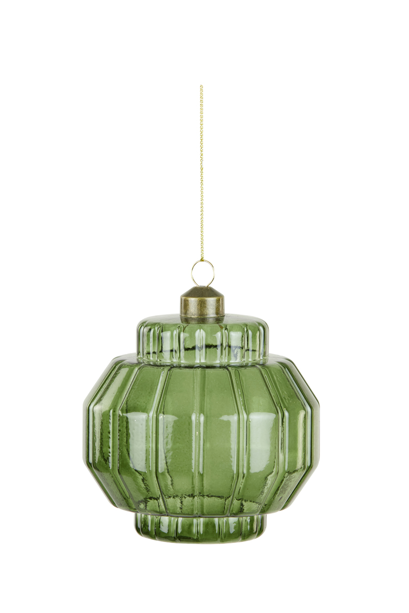 Christmas bauble 10x10x9,5 cm IBARRA glass olive green