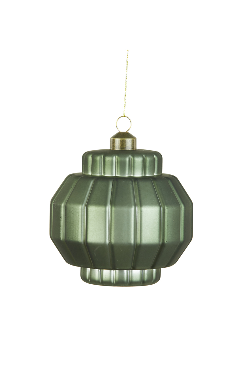 Christmas bauble 10x10x9,5 cm IBARRA glass matt olive green