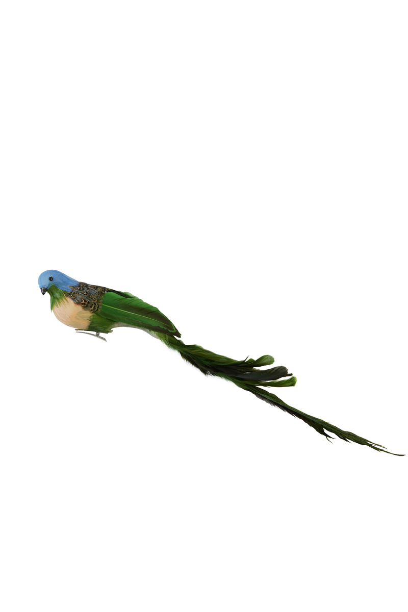 Ornament with clip 46 cm BIRD green+blue