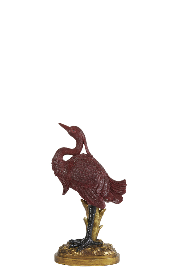 Ornament 21,5x12x40 cm CRANE antique bronze-burgundy