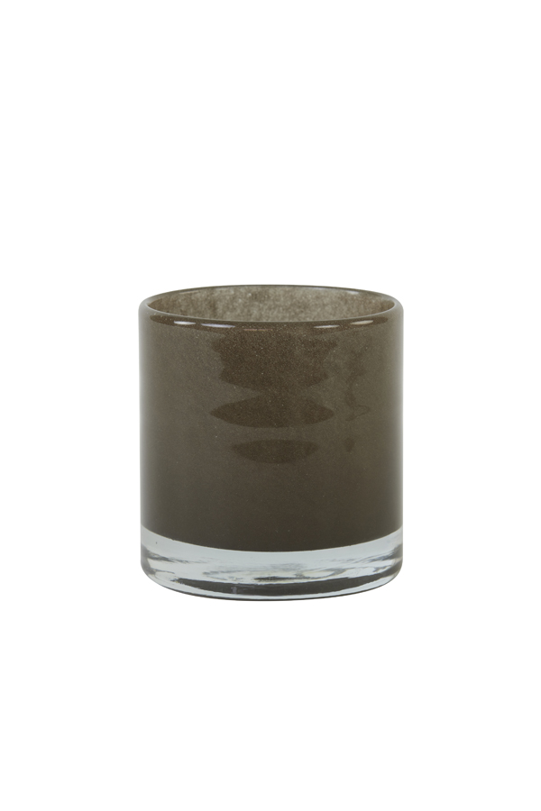 Tealight Ø8x8 cm BONITO glass brown-grey