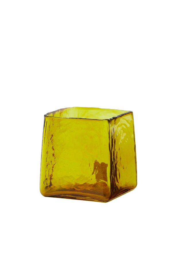 Tealight 10x10x10,5 cm IDUNA glass ocher yellow