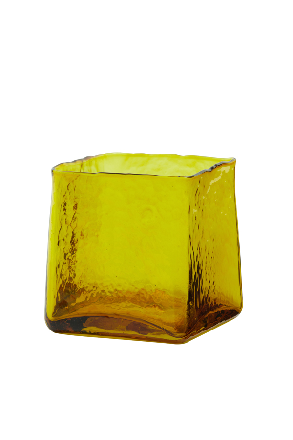 Tealight 12x12x12,5 cm IDUNA glass ocher yellow