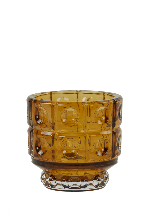 Tealight Ø9x8,5 cm BOBBI glass ocher yellow
