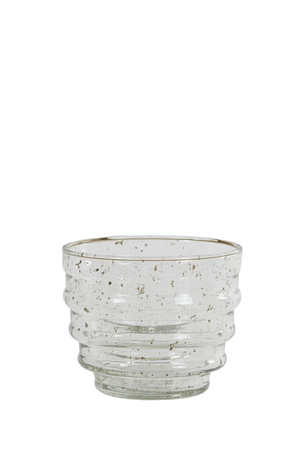 Tea light Ø12x10 cm BELLARY glass stone finish clear